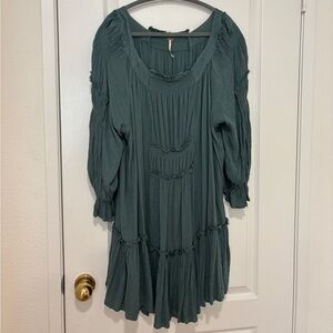 Free People Teal Long Sleeve Dress
